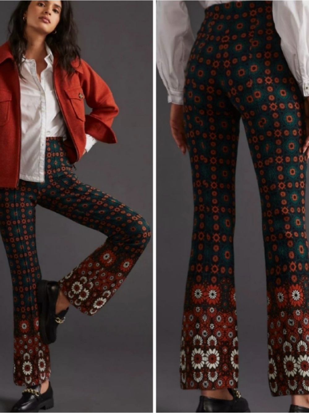 MAEVE anthropologie margot Knit kick flare pants Floral Size XS NWT